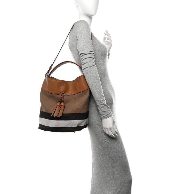Burberry Grainy Calfskin Canvas Mega