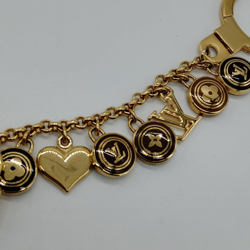 Louis Vuitton Key Ring Gold Browns