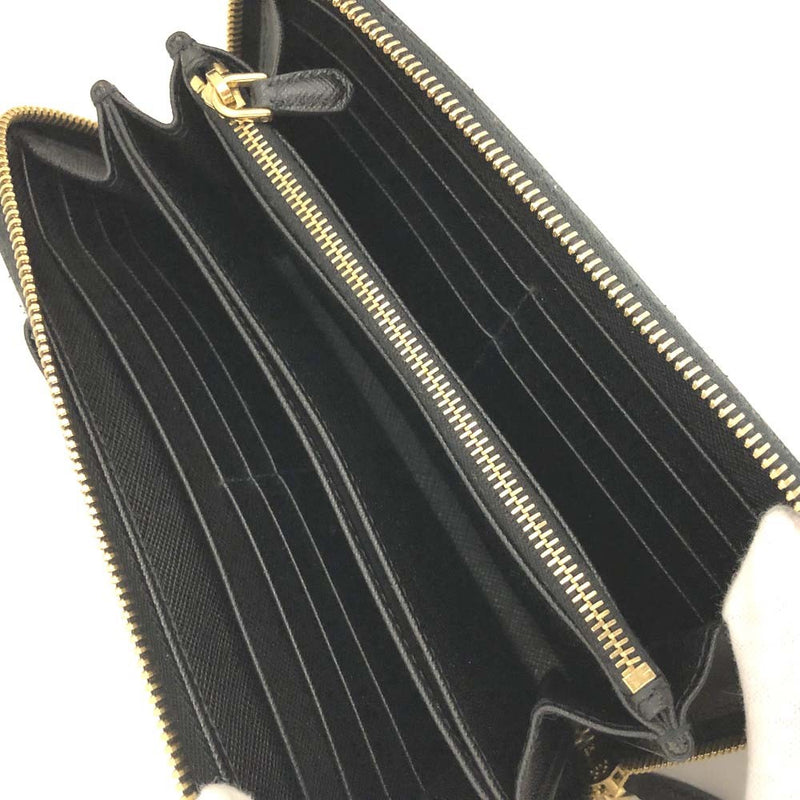 Prada Logo Saffiano Ribbon Leather Zip