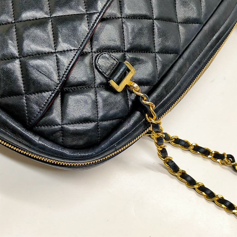 Chanel Shoulder Bag Matelasse Black Lamb