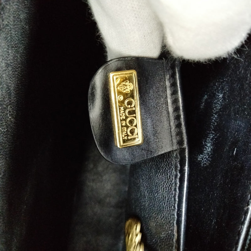 Vintage Gucci Hand Bag Black Leather