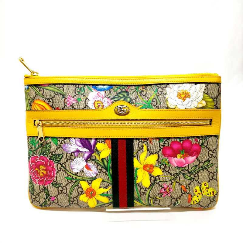 Gucci Clutch Bag Bamboo Brown Pvc