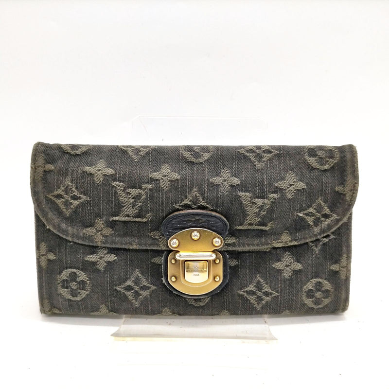 Louis Vuitton Lv Long Wallet Black Denim