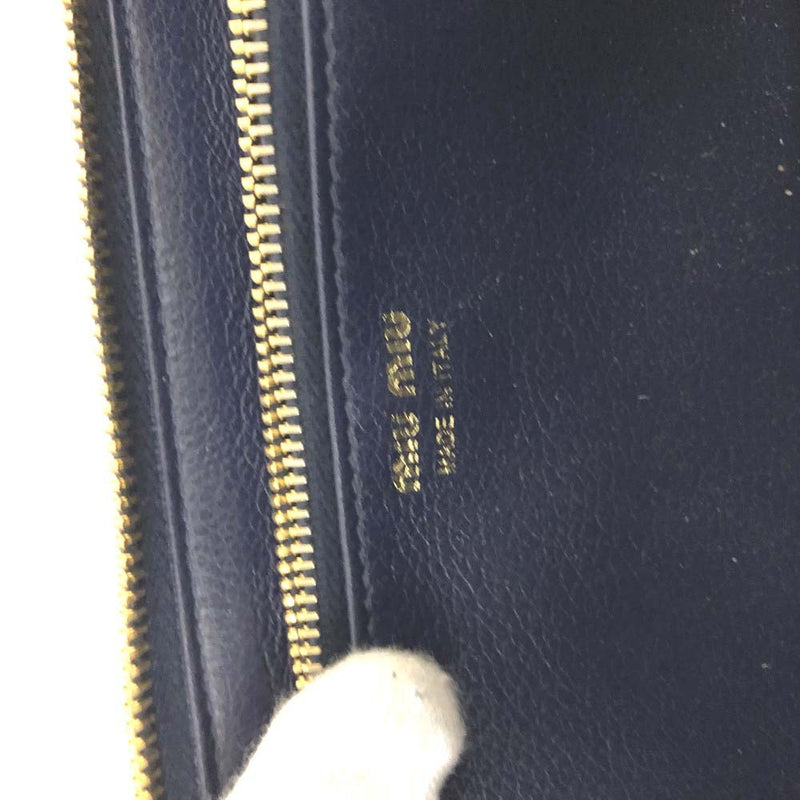 Miu Logo Flower Pattern Leather Zip