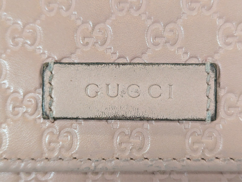 Gucci Micro Sima Leather Wallet Pink
