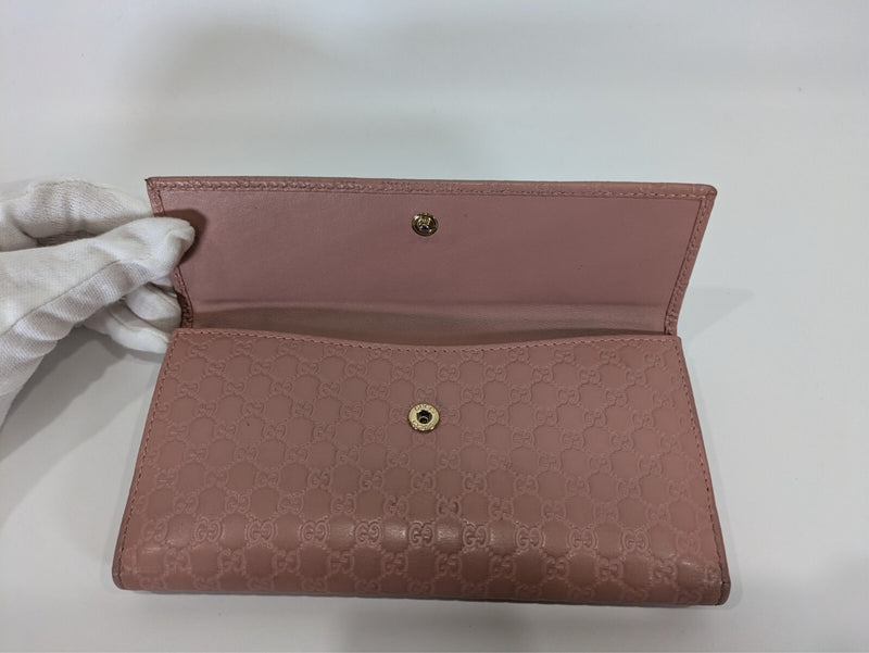 Gucci Micro Sima Leather Wallet Pink