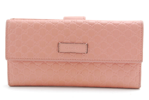 Gucci Micro Sima Leather Wallet Pink