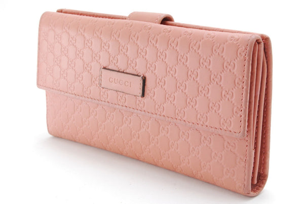 Gucci Micro Sima Leather Wallet Pink