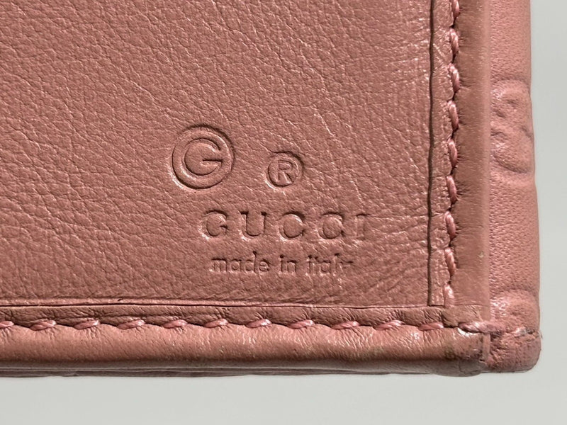 Gucci Micro Sima Leather Wallet Pink