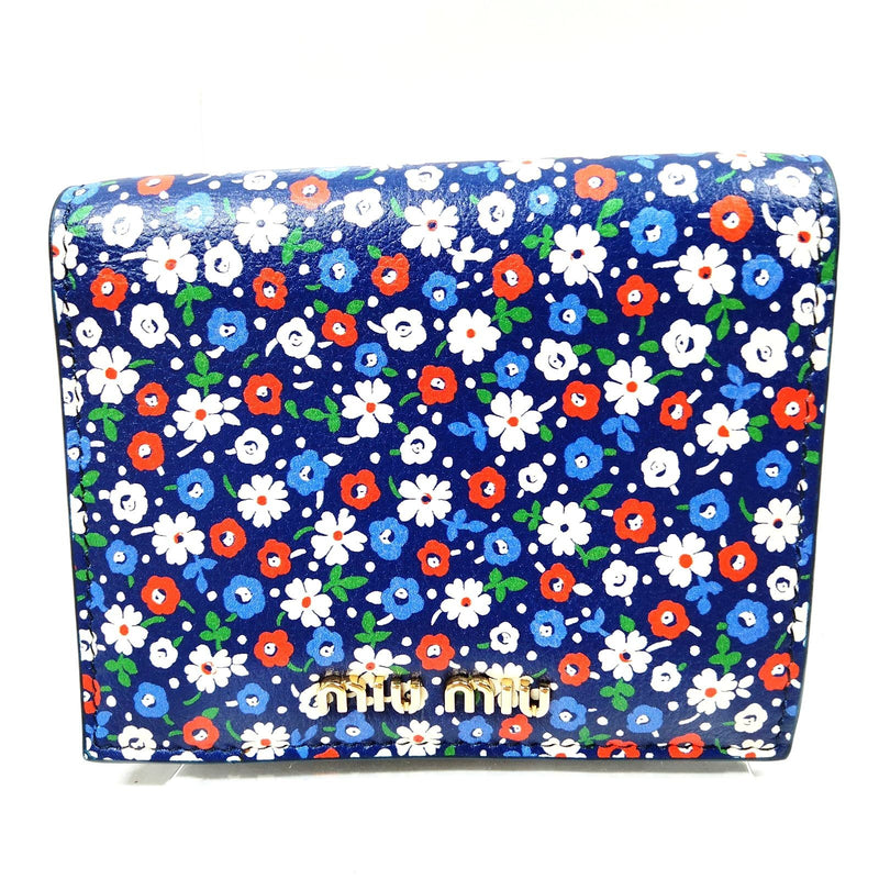 Miu Wallet Navy Blue Leather