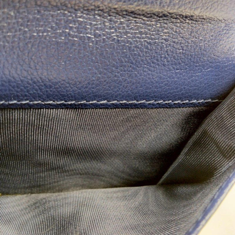 Miu Wallet Navy Blue Leather