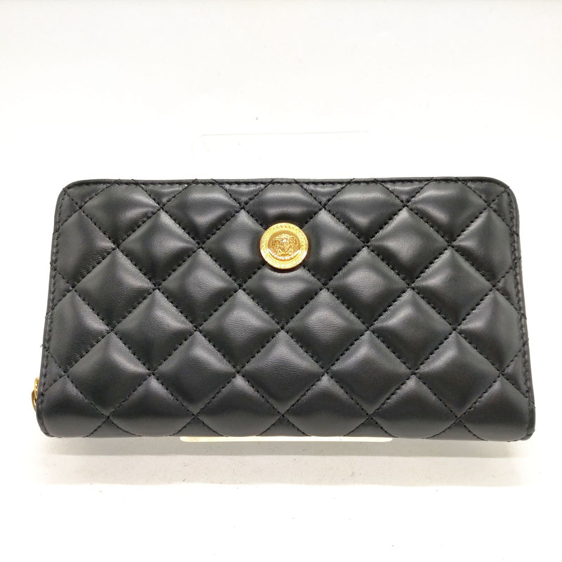 Versace Long Wallet Black Leather