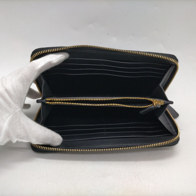 Versace Long Wallet Black Leather