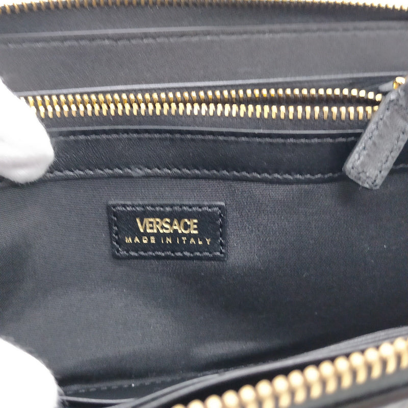 Versace Long Wallet Black Leather