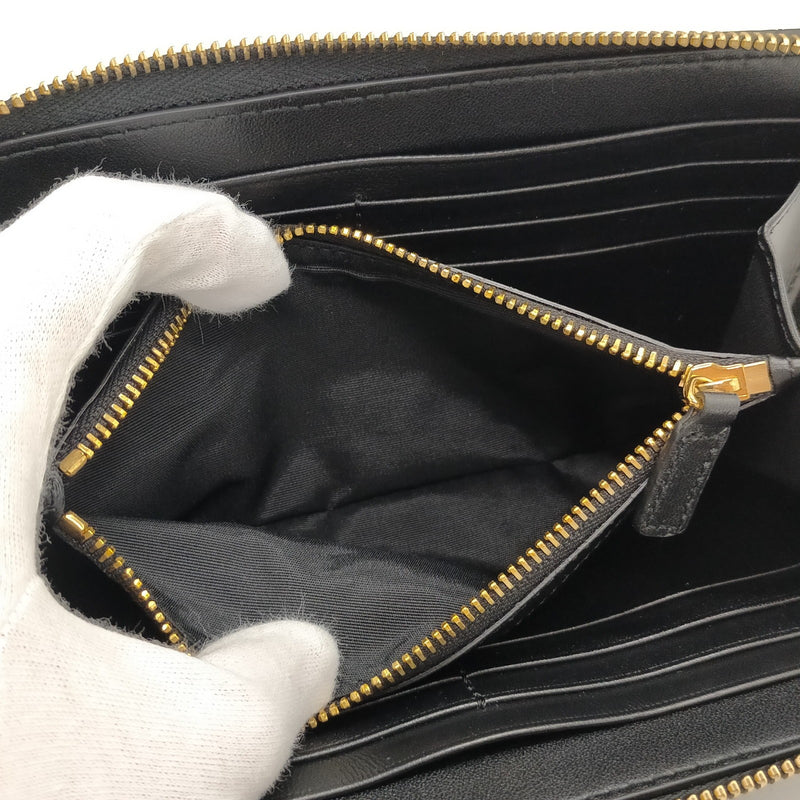 Versace Long Wallet Black Leather