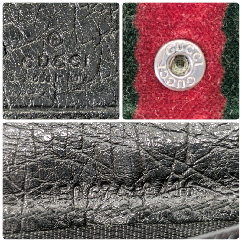 Gucci Wallet Black Leather Sherry Long