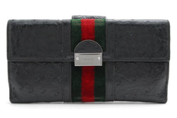 Gucci Wallet Black Leather Sherry Long
