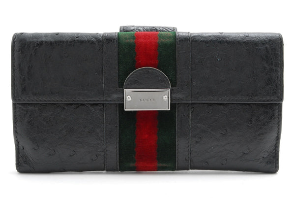 Gucci Wallet Black Leather Sherry Long
