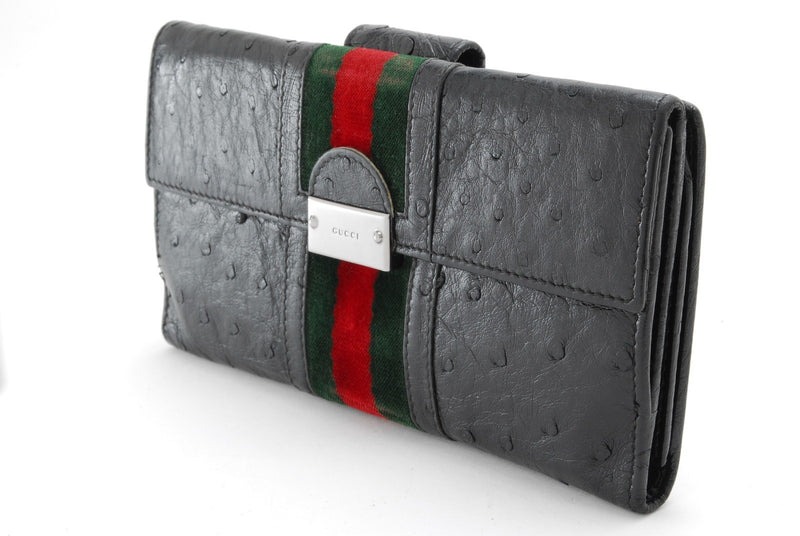 Gucci Wallet Black Leather Sherry Long