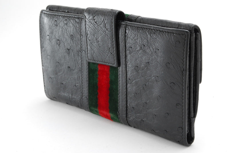Gucci Wallet Black Leather Sherry Long
