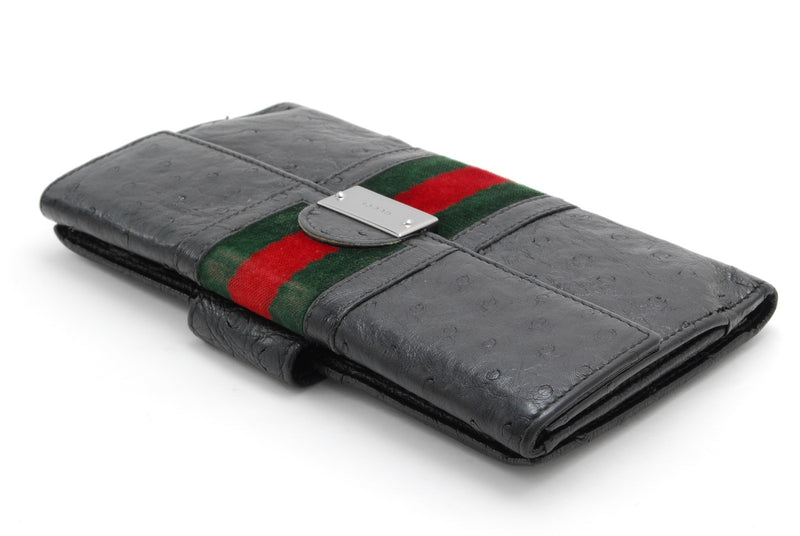 Gucci Wallet Black Leather Sherry Long