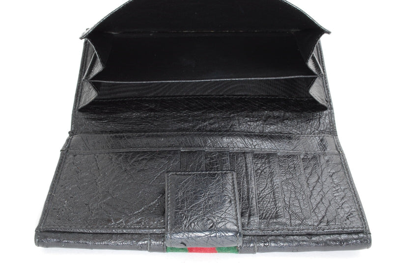 Gucci Wallet Black Leather Sherry Long