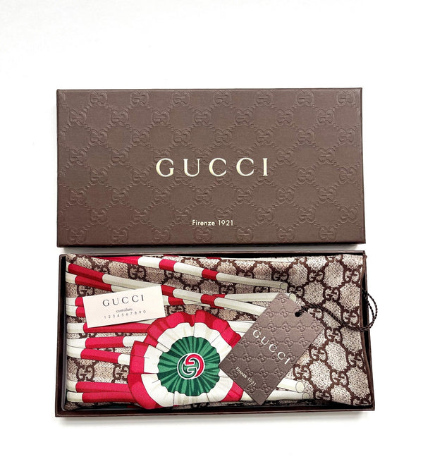 Gucci Scarf Gg Logo Club Brown Beige Red