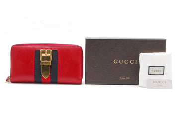 Gucci Sylvie Wallet Zip Leather Sherry