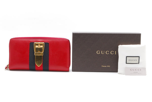 Gucci Sylvie Wallet Zip Leather Sherry