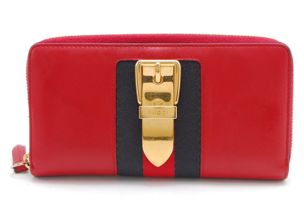 Gucci Sylvie Wallet Zip Leather Sherry