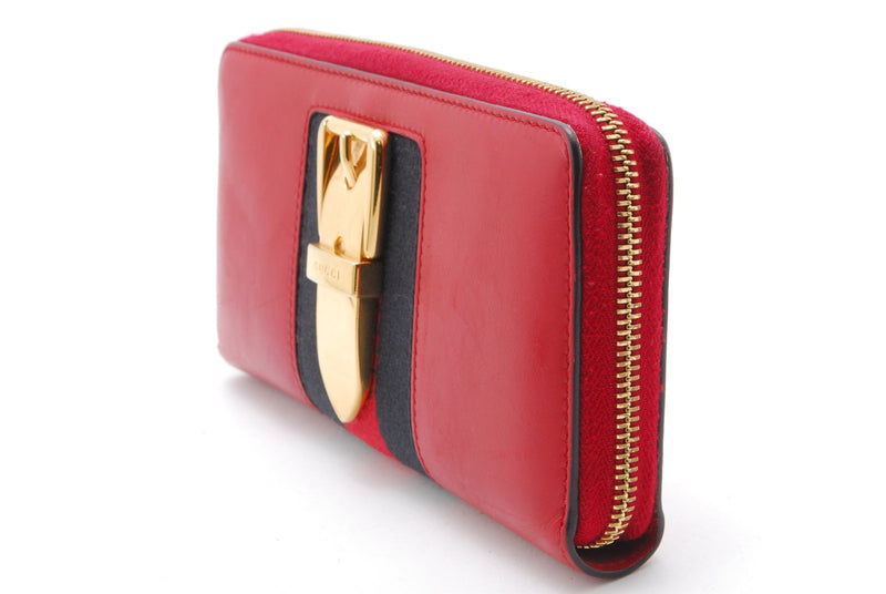 Gucci Sylvie Wallet Zip Leather Sherry