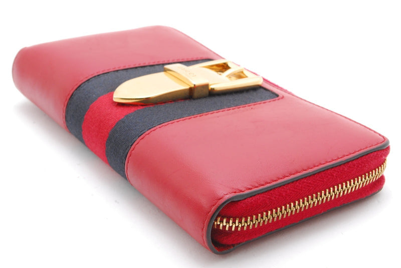 Gucci Sylvie Wallet Zip Leather Sherry