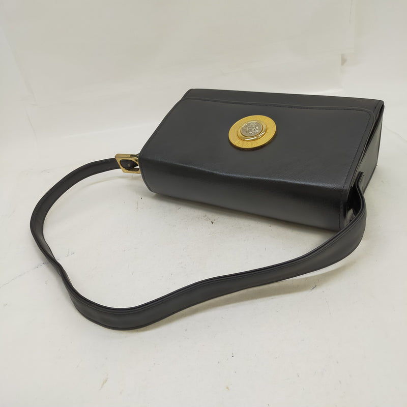 Gianni Versace Hand Bag Black Leather