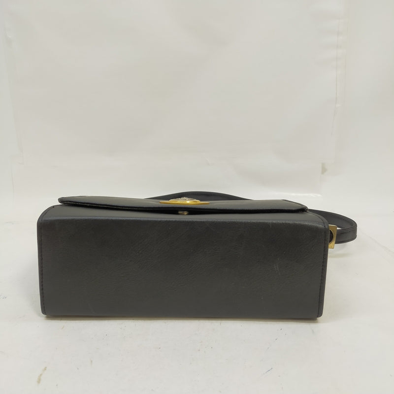 Gianni Versace Hand Bag Black Leather