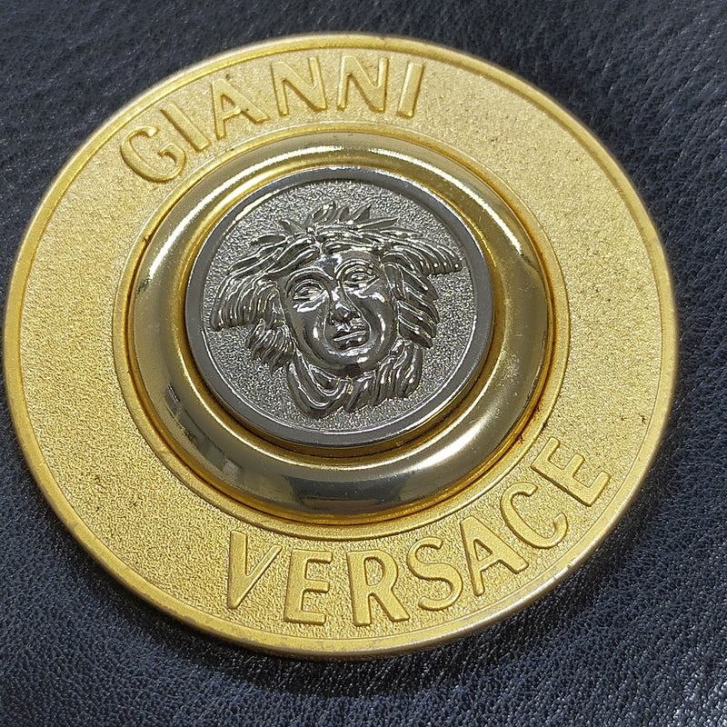 Gianni Versace Hand Bag Black Leather
