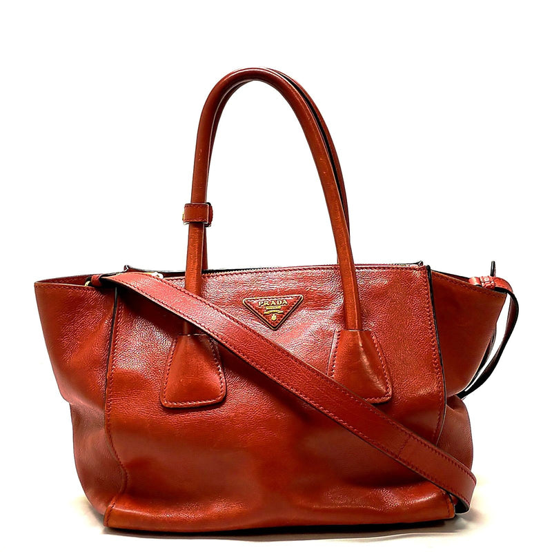 Prada Tote Bag Red Leather
