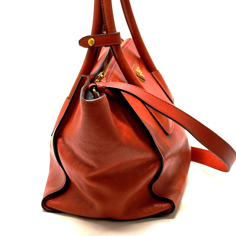 Prada Tote Bag Red Leather
