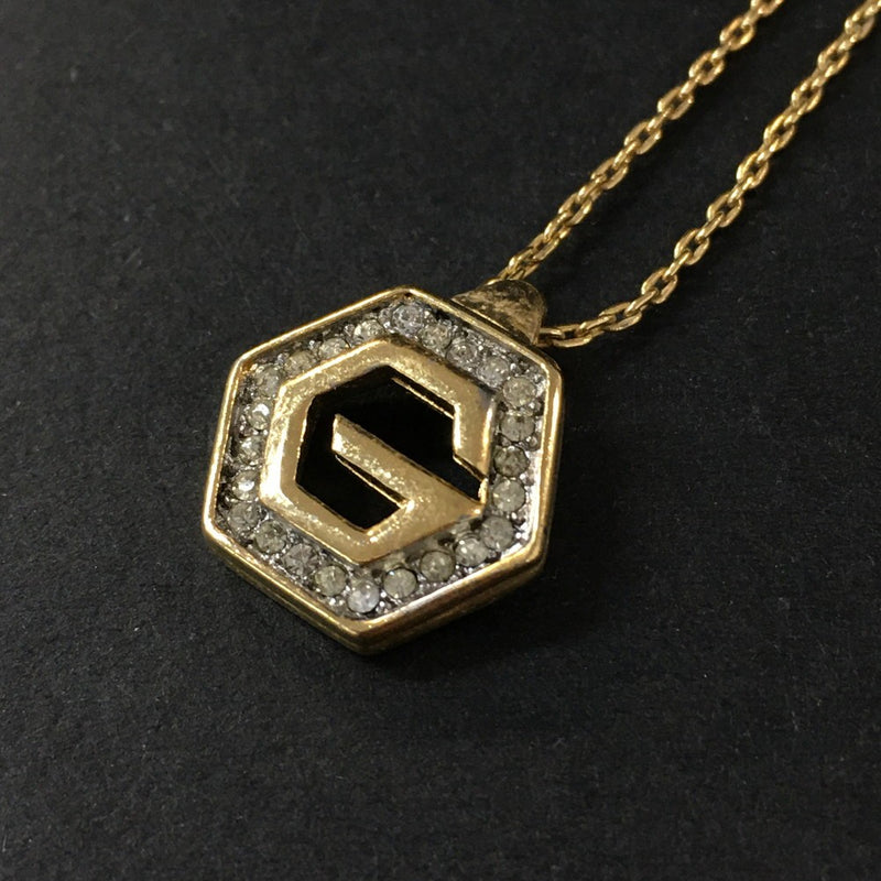 Givenchy G Logo Rhinestone Gold Tone