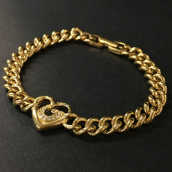 Givenchy G Logo Heart Rhinestone Gold