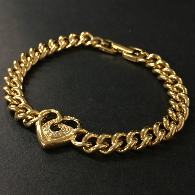 Givenchy G Logo Heart Rhinestone Gold