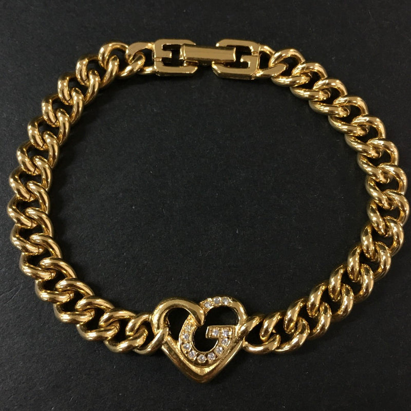 Givenchy G Logo Heart Rhinestone Gold