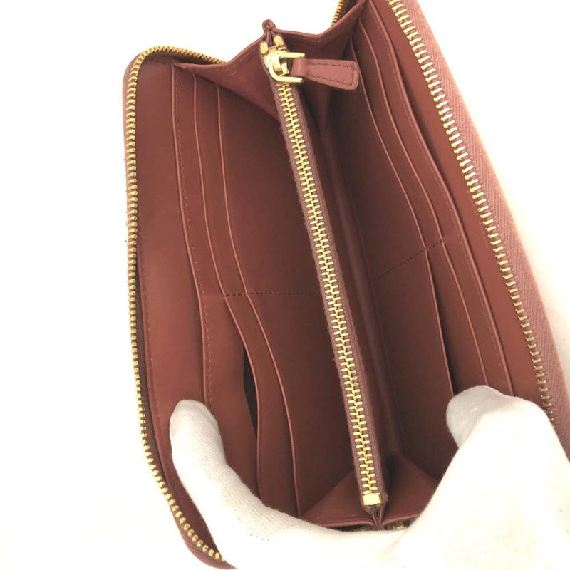 Miu Logo Embossed Leather Zip Around