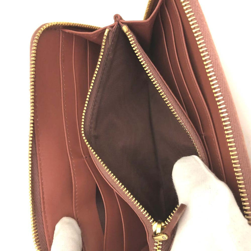 Miu Logo Embossed Leather Zip Around
