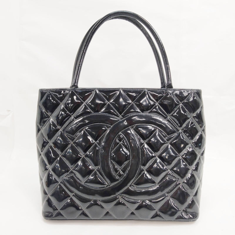 Chanel Hand Bag Black Patent Leather