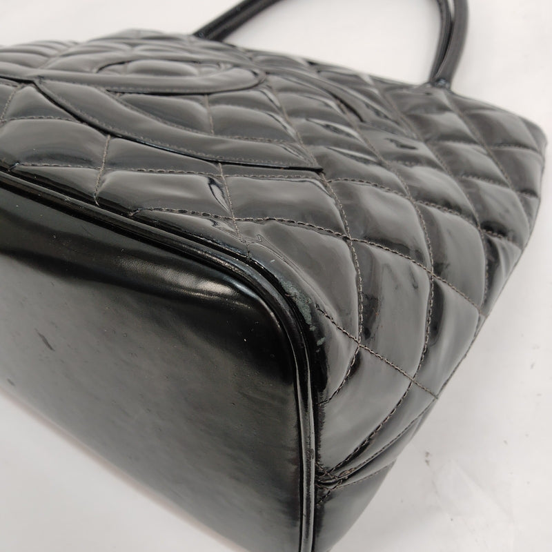 Chanel Hand Bag Black Patent Leather