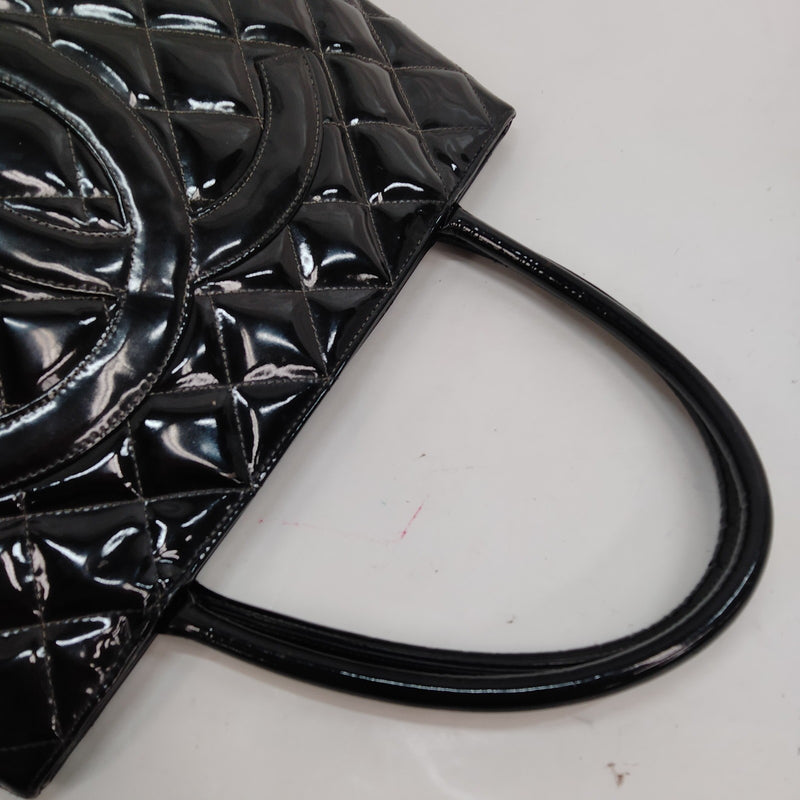 Chanel Hand Bag Black Patent Leather