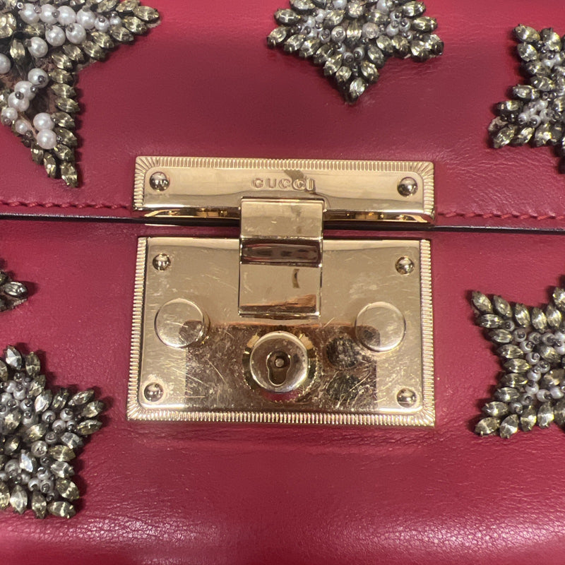 Red Leather Star Gucci Padlock