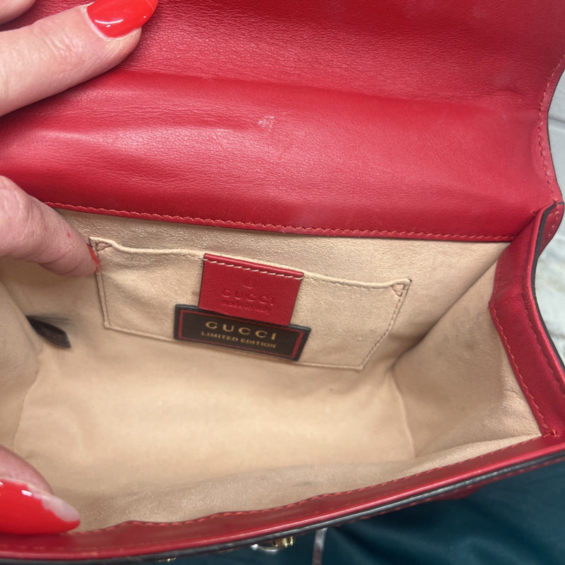 Red Leather Star Gucci Padlock