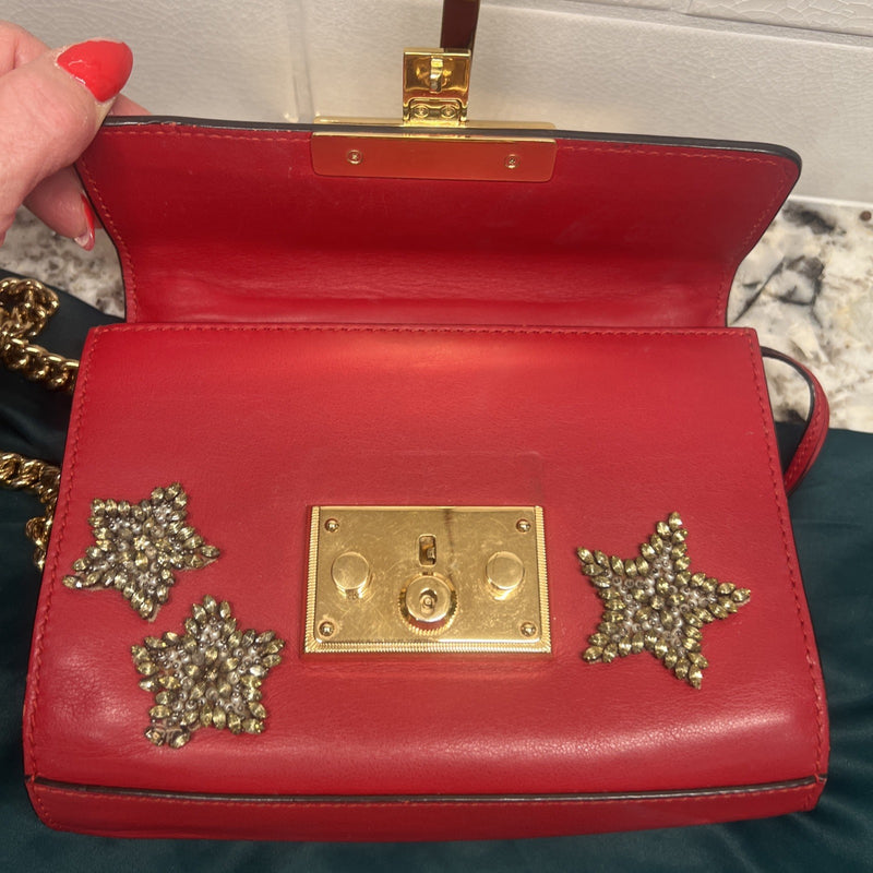 Red Leather Star Gucci Padlock