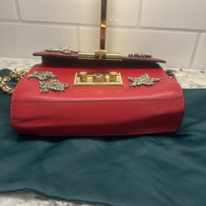Red Leather Star Gucci Padlock